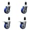 Service Caster 4'' Blue Poly Swivel 1-1/2'' Expanding Stem Caster Set 2 Total Lock Brakes, 4PK SCC-EXTTL20S414-PPUB-BLUE-2-S-2-112 - alternate 1
